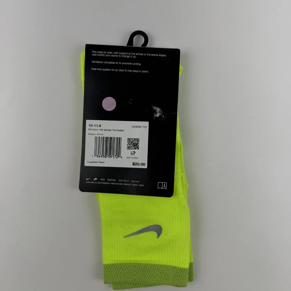 New Womens Nike Spark Lightweight Yellow Running Ankle Socks Size 11.5-13